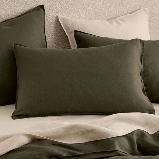 Vintage Washed Linen Thyme Quilt Cover Separates