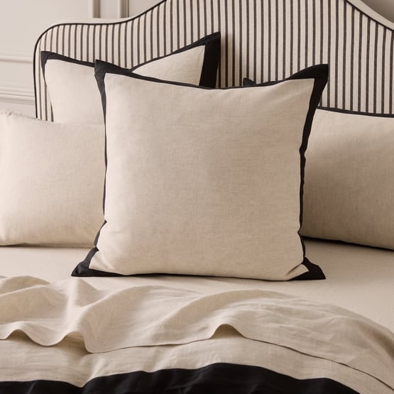 Vintage Washed Linen Linen & Onyx Border Pillowcases
