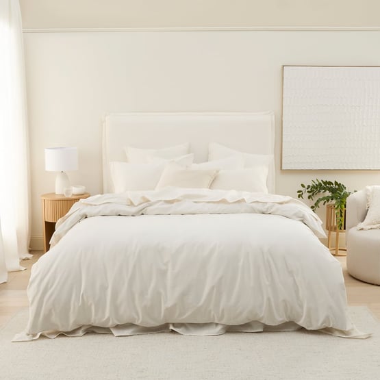 Stonewashed Cotton Coconut Quilt Cover Separates