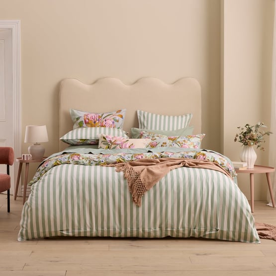 Margot Soft Green Native Floral Quilt Cover Set + Separates