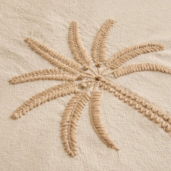 Byron Natural Palm Embroidered Quilt Cover Separates