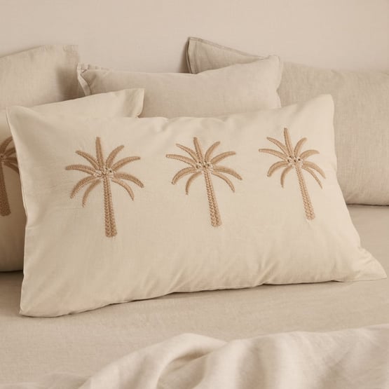Byron Natural Palm Embroidered Pillowcases