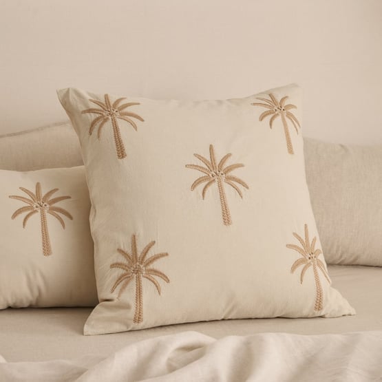 Byron Natural Palm Embroidered Pillowcases