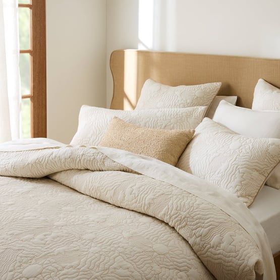 Solaris Natural Quilted Quilt Cover Separates