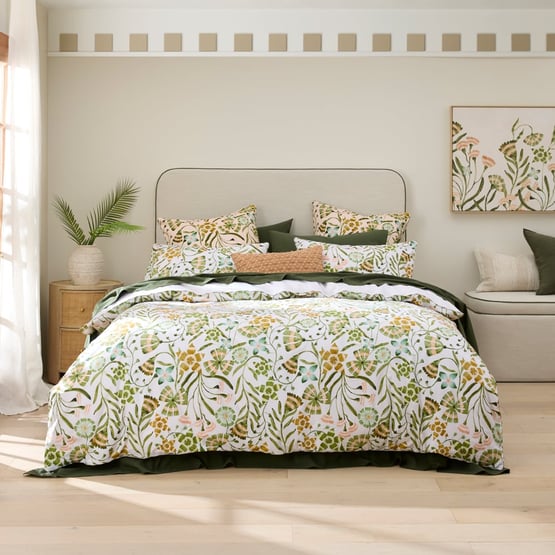 Gigi Green Floral Quilt Cover Set + Separates