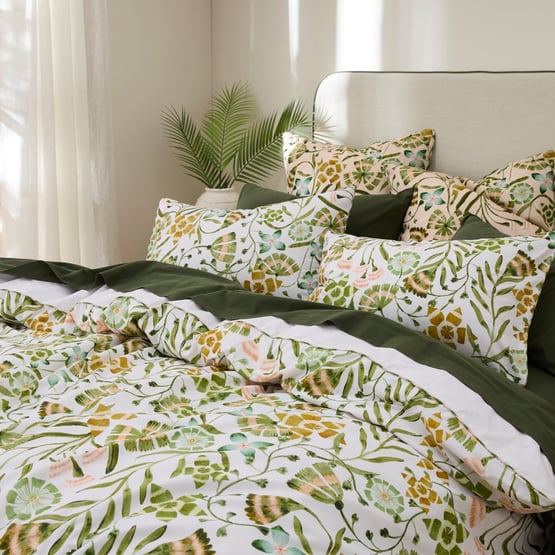 Gigi Green Floral Quilt Cover Set + Separates