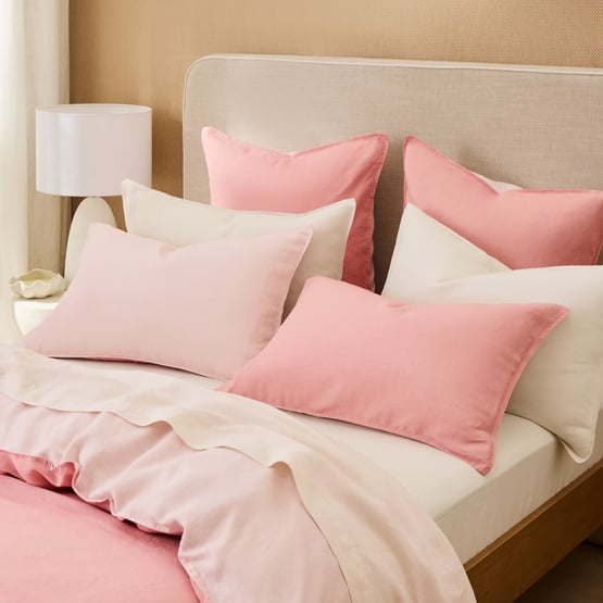 Vintage Washed Linen Blush & Sweetpea Duo Quilt Cover Separates