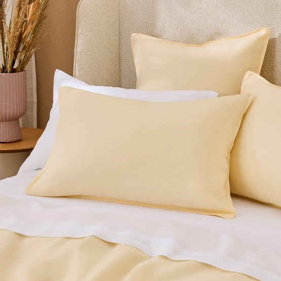 Vintage Washed Linen Lemon Pillowcases
