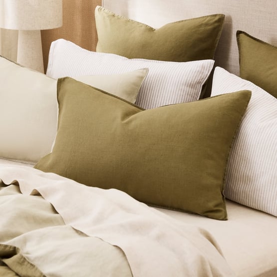 Vintage Washed Linen Olive & Pistachio Duo Pillowcases