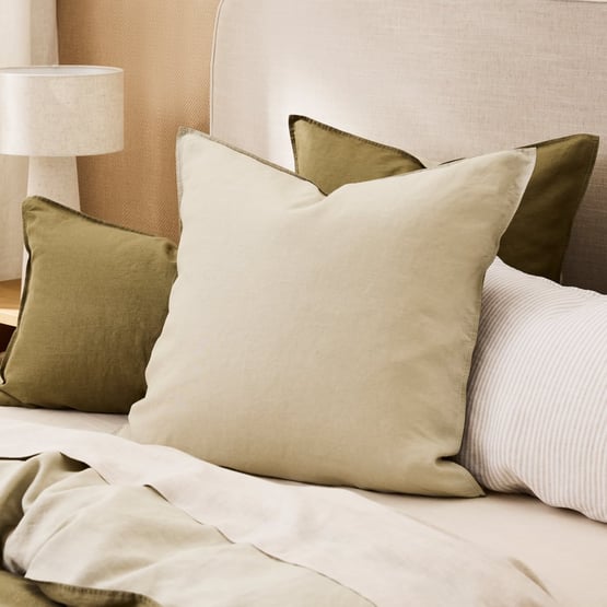 Vintage Washed Linen Olive & Pistachio Duo Pillowcases