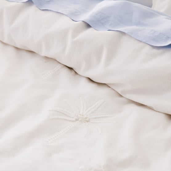 Byron Palm White Embroidered Quilt Cover Separates