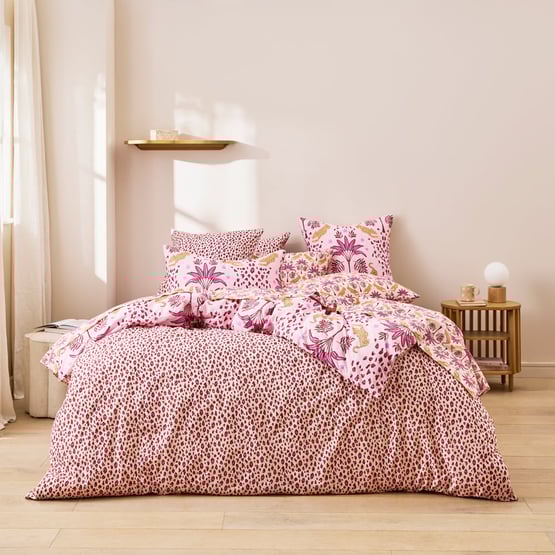 Sweet Dreams Leopard Palm Pink Quilt Cover Set + Separates