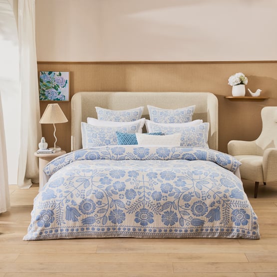 Maeve Jacquard Blue Quilt Cover Separates