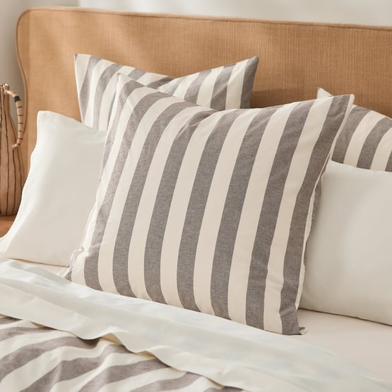 Stonewashed Cotton Natural & Chocolate Stripe Pillowcases
