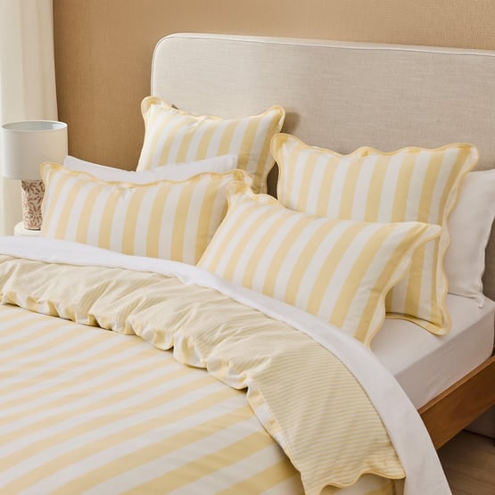 Evie Scallop Lemon Stripe Pillowcases