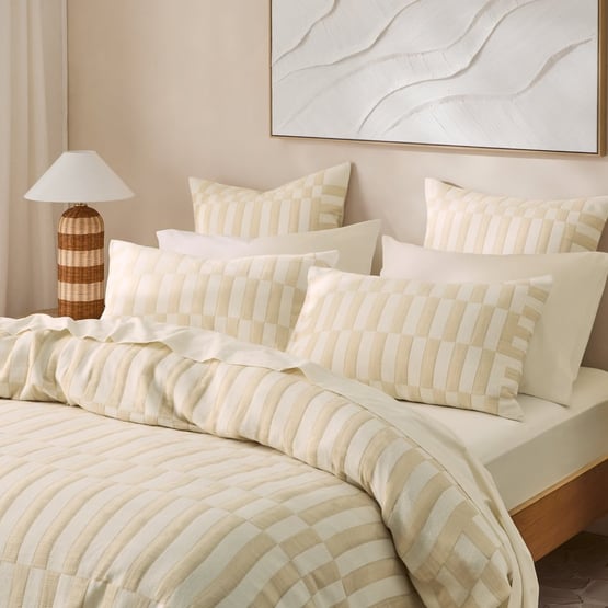 Benson Jacquard Natural Quilt Cover Set & Separates