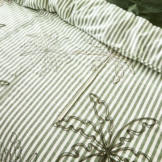 Kailani Green Embroidered Pillowcase