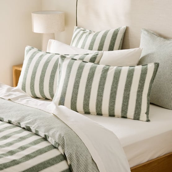 Linen Cotton Thyme Stripe Pillowcases