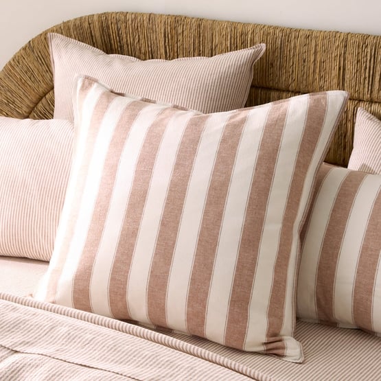 Arden Stripe Pecan Linen Cotton Quilt Cover Set + Separates