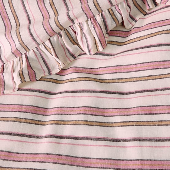 Linen Cotton Harlow Stripe Ruffle Pillowcase