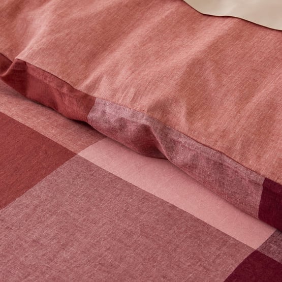 Linen Cotton Newland Earth Check Quilt Cover Set + Separates