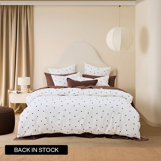 Stonewashed Cotton Chocolate & Coconut Spot Quilt Cover Separates