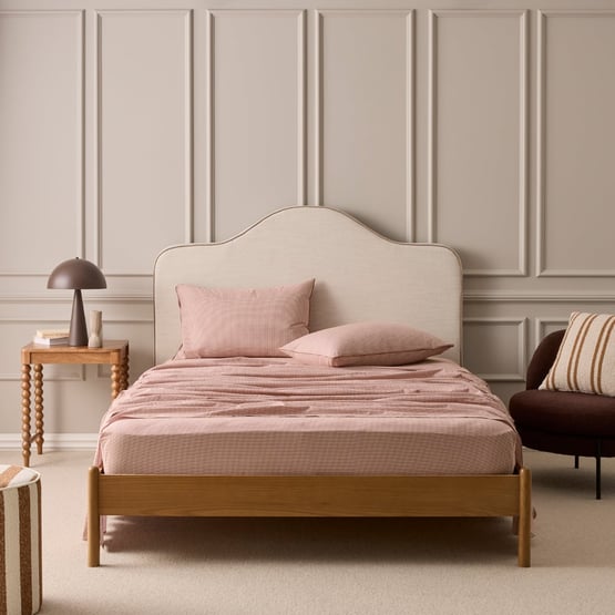 Bran Overlock Gingham Sheet Set