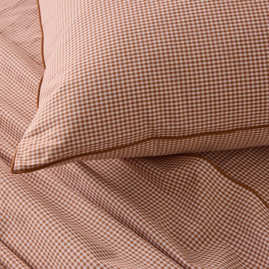 Bran Overlock Gingham Sheet Set