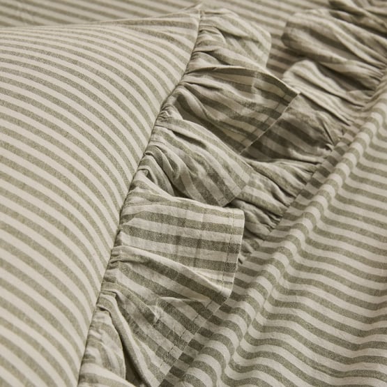 Thyme Stripe Ruffle Sheet Set