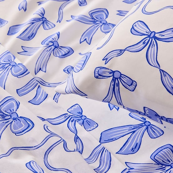 Sweet Dreams Blue Bows Blue Sheet Set