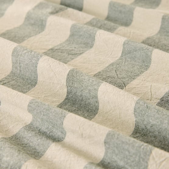 Stonewashed Cotton Basil & Pistachio Block Stripe Sheet Seperates
