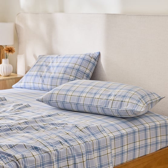 Yarn Dyed Sheet Set - Sky Blue Check Sky Blue