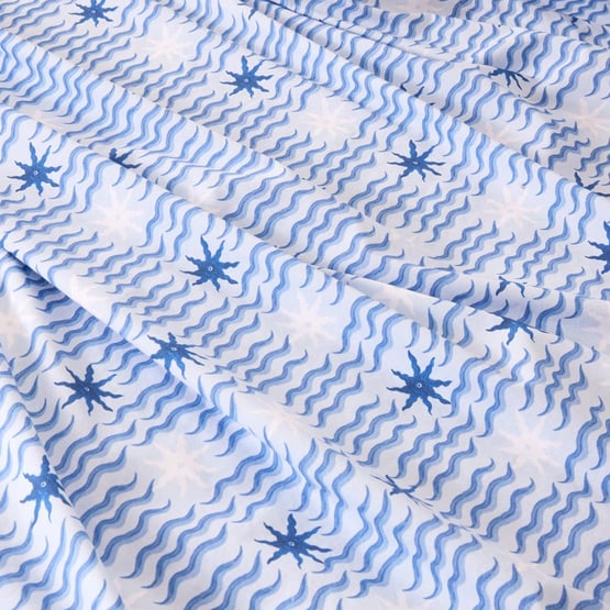 Azure Sunburst Blue Printed Sheet Set