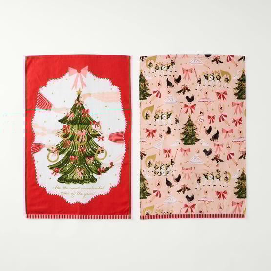 5 Golden Rings Tea Towel Pack of 2