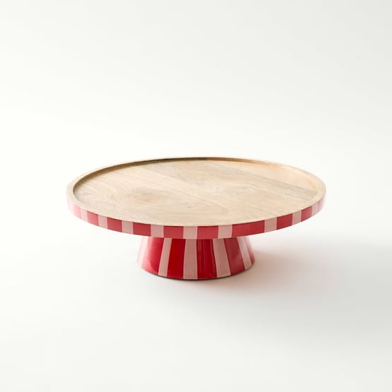 Christmas Red & Pink Mango Wood Cake Stand