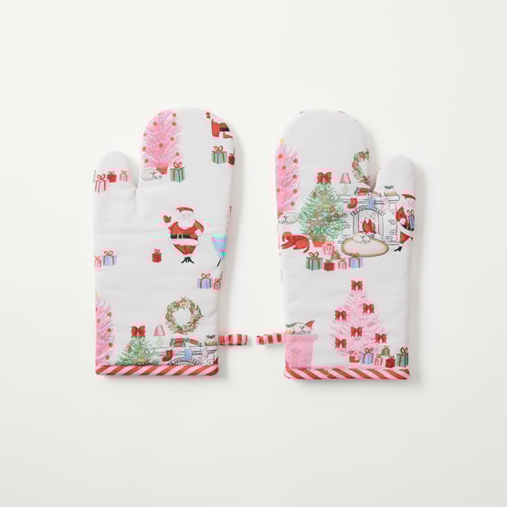 Vintage Christmas Oven Mitt Pack of 2