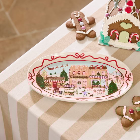 Gingerbread Village Oval Platter