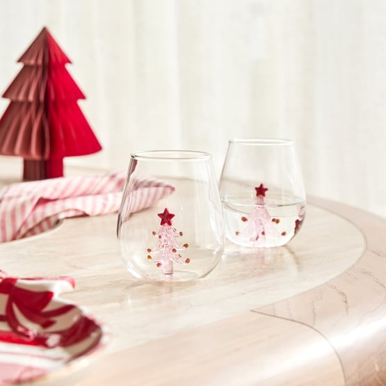 Christmas Pink Tree Tumbler Pack of 2