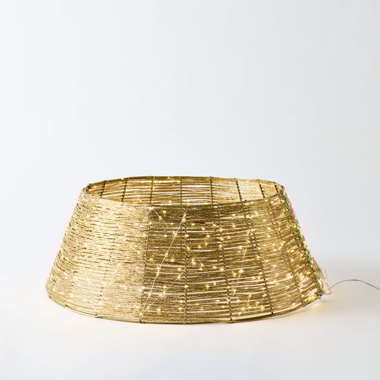 Sparkling Gold Tree Skirt with LED Lights