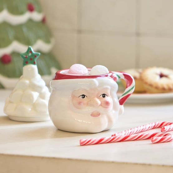 Christmas Marshmallow Santa Mug with Lid