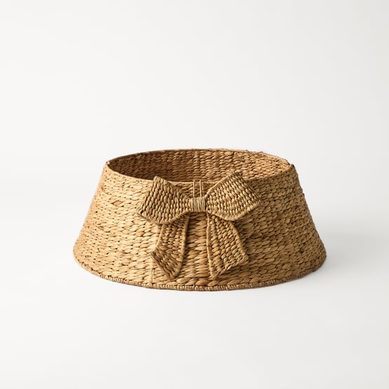 Water Hyacinth Natural Christmas Tree Skirt Bow