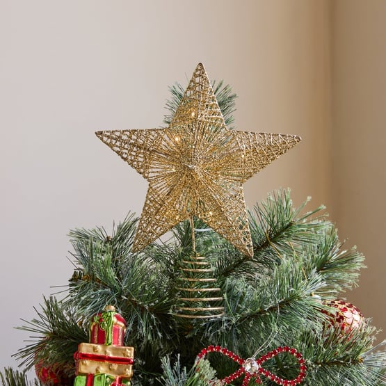 Sparkling Gold Star LED Tree Topper