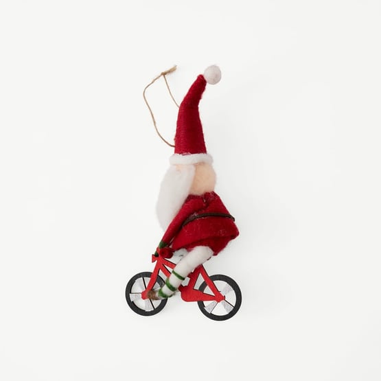 Red & White Cycling Santa Felted Friend