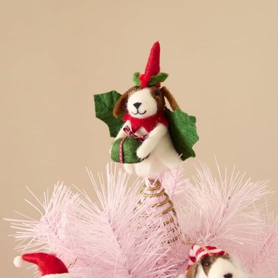 Christmas Dog Felted Tree Topper
