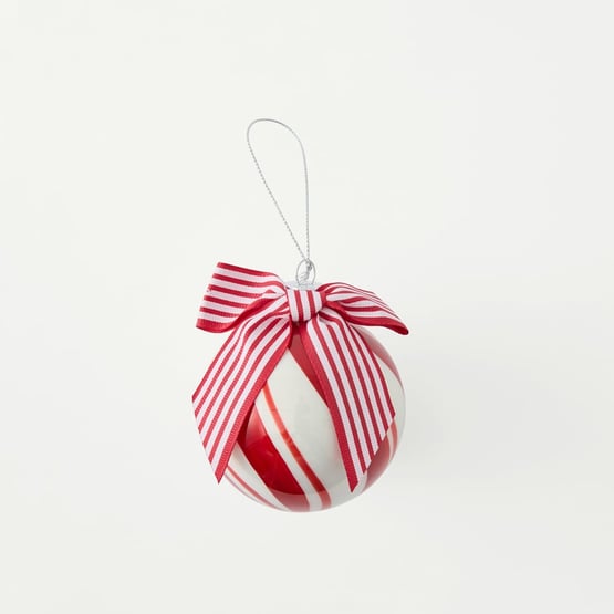 Vintage Glass Red & White Candy Cane Ornament Set of 3