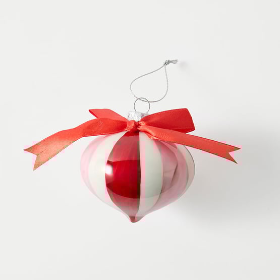 Vintage Glass Red, Pink & White Candy Cane Ornament Set of 3