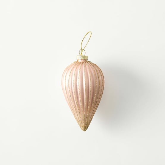 Vintage Glass Pink Frosted Drop Ornament