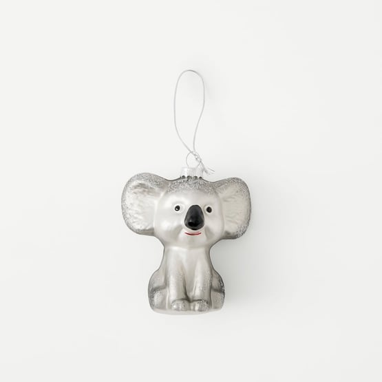 Vintage Glass Grey & Silver Koala Ornament