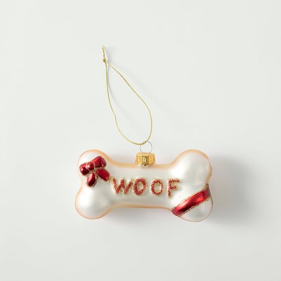 Vintage Glass Woof Bone Ornament