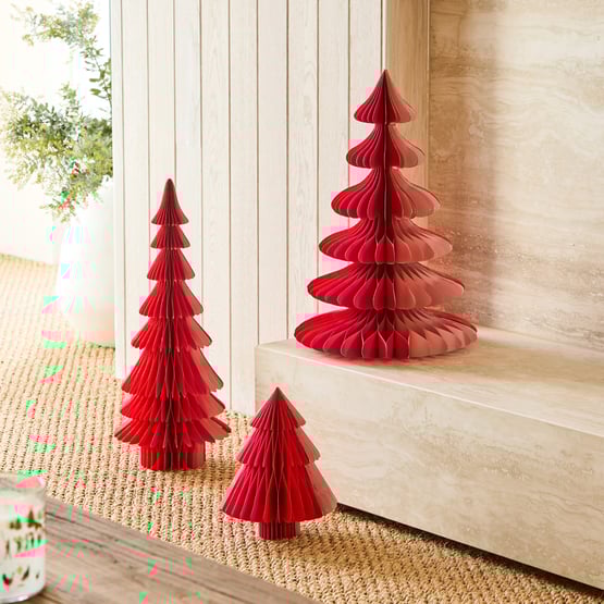 Honeycomb Paper Red & Pink Medium Tree